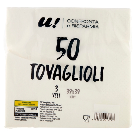 50 Tovaglioli 3 Veli U! Confronta e Risparmia